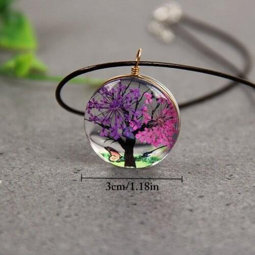 Natural Dried Flower Necklace DIY Transparent Glass Pressed Flower Pendant Necklace Sweater Chain Women Accessories