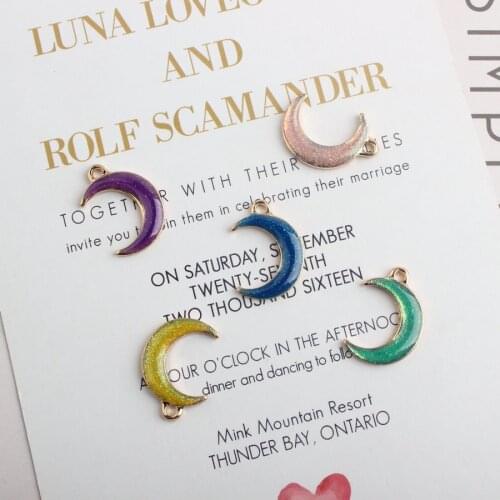 10PCS/Lot Fashion Jewelry Zinc Alloy Metal Colorful Enamel Moon Charms For Bracelet Necklace Jewelry Making DIY
