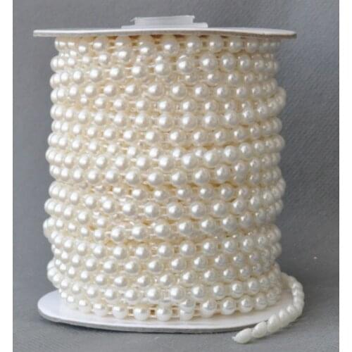 5 Meters 6mm Beige /White Pearl Beads Semicircle Thread Bead Chain For Wedding Decoration Bride Holding Flowers Accessories