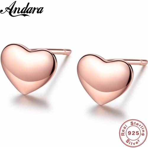 Simple And Fashionable S925 Sterling Silver Stud Earrings Love Rose Gold 14k Gold Stud Earrings For Girls Jewelry Gifts
