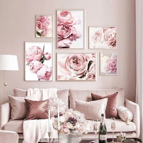 Scandinavian fashion poster rose flower letters nordic style wall art print on canvas modern painting living room decor picture