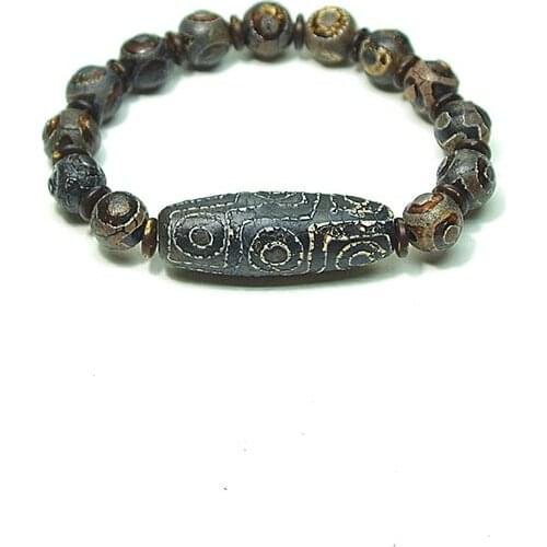 Tibetan Weathered old agate Dzi Beads Bracelet Ethnic Style Great Quality 9 eyes&3 eyes Natural Stone Materials Free Shipping