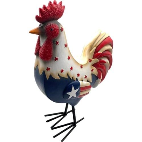 Garden Yard Decoration Patriotic Resin Rooster Porch Figurines Home Decor Statues Home Decor Hand Crafts Ornament