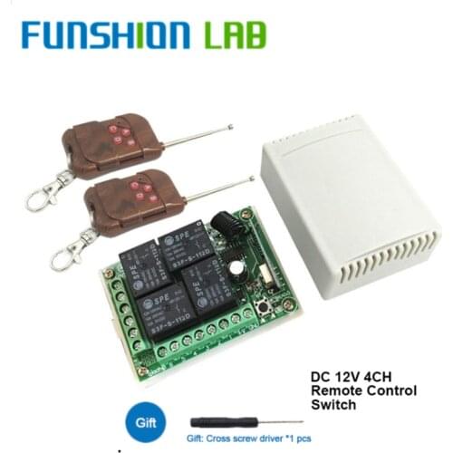 QIACHIP 433Mhz Universal Wireless Remote Control Switch DC12V 4CH Relay Receiver Module & 2PCS 4 CH Remote 433 Mhz Transmitter