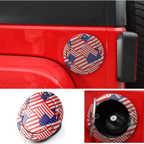 Exterior Fuel Filler Door Cover Gas Tank Cap Decorative Trim for Jeep Wrangler JK 2007-2017 Accessories Colored American Flag