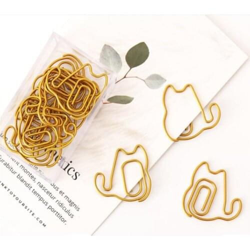 15pcs Cat Shape PaperClip Cute Cartoon Paper Clip Folder Decoration Test Paper Folder Storage Bookmark Clips Office Binding Tool
