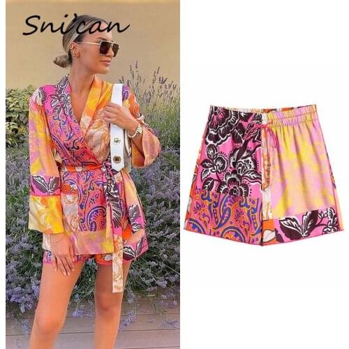Women Summer Casual Shorts Za Elastic Waist Capris pantalon femme Bermuda Boho Fashion Oversize Paisley Print Female Bottom 2021