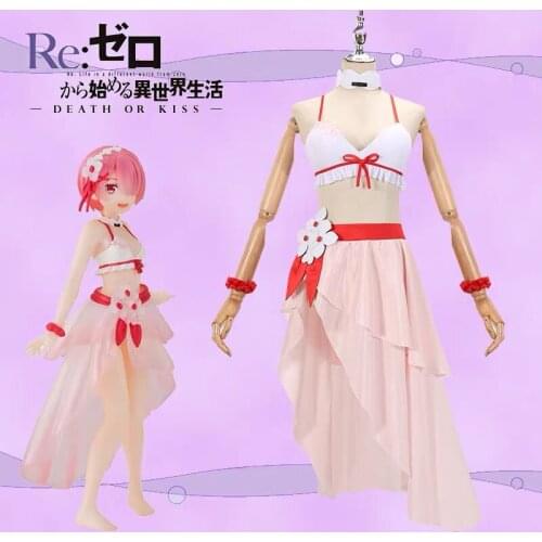 Anime Re:Life in a different world from zero Ram Swimsuit/Swimwear Sexy Dress Cosplay Costume Halloween Women Free Shipping 2020