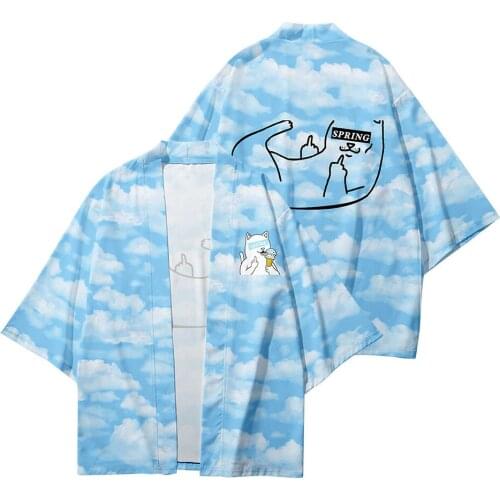 Plus Size XXS-6XL 5XL 4XL 3XL Blue Loose Japanese Streetwear Cardigan Women Men Harajuku Haori Kimono Cosplay Top Yukata Clothes