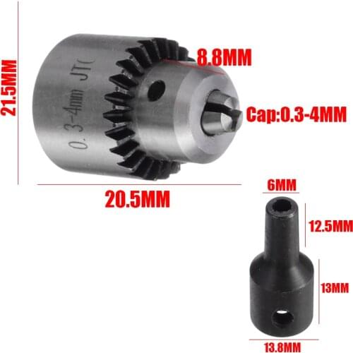 1 Set Electric Drill Chuck 0.3-4mm Jt0 Taper Mounted With 5mm Motor Shaft and Spanner 45# Steel For Electric Drill