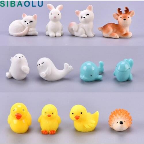 1pc cat rabbit fox duck model cartoon Animal Figurine Dollhouse cake home decor miniature fairy garden decoration accessories