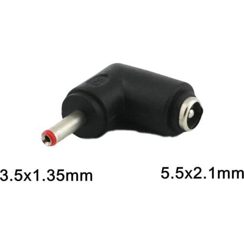 2pcs DC 5.5mm x 2.1mm Female Jack To 3.5mm x 1.35mm Male Plug Right Angle Power Adapter Connector Converter