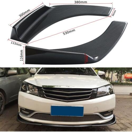 2PCs Universal Car Vehicle Bumper Lip Spoiler Front Shovel Decorative Scratch Resistant Wing Carbon Fiber Black Car Styling