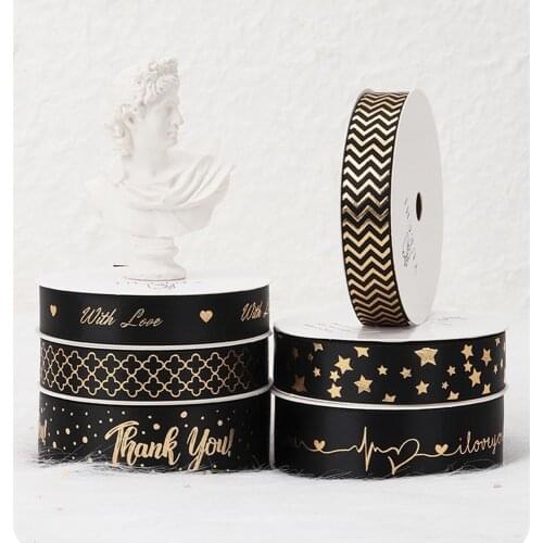 2Yards Gilding Black Ribbon Lover Gifts Box Packaging Wedding Event Party Christmas Handmade DIY Bowknot Cake Bouquet Decoration