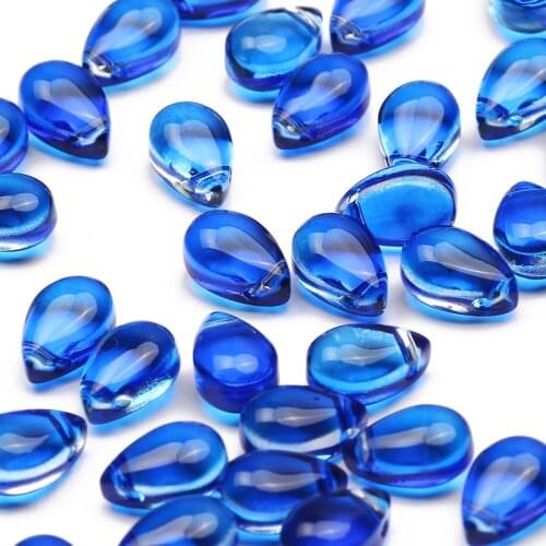 20-100pcs Blue Tear Drop Shape Glass Beads 6x9mm Czech Glass Beads For Jewelry Making DIY Handmade Necklace Bracelet Accessories
