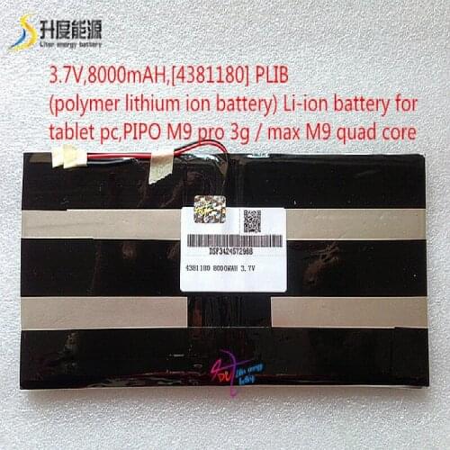 3.7V,8000mAH,[4381180] PLIB (polymer lithium ion battery) Rechargeable battery for tablet pc, M9 pro 3g / max M9 quad core