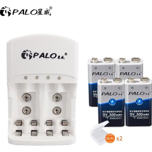 4Pcs 300mAh 9V Ni-MH Rechargeable Batteries + Universal Battery Charger For AA AAA 9V Ni-MH Ni-Cd Batteries