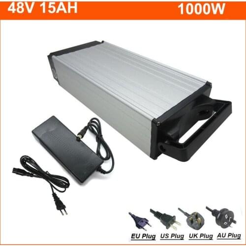500W 48V Ebike Battery Pack 750W 1000W 13S 48V 15AH Electric Bike lithium Rear rack 18650 battery with 30A BMS 2A charger