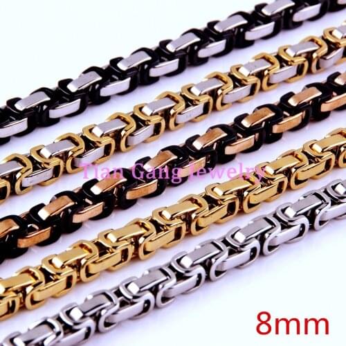 7-40" Lose Money Promotion! Fashion Heavy 8mm Width Men Necklace Chain Link Byzantine necklace men jewelry