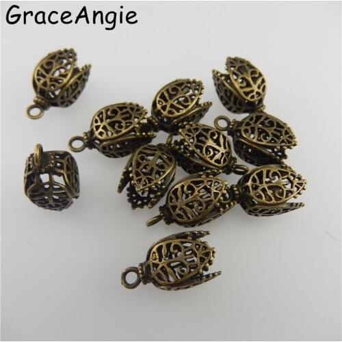 8Pieces)Vintage Top Bronze Tone Brass Flower Caps Spacers Bead Necklace Pendant Bracelet Charms 17*11mm Jewelry Findings 05745
