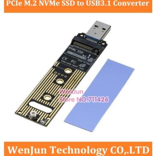 Fast Speed PCIe M.2 NVMe SSD to USB3.1 Converter Adaptor Card 10Gbps USB 3.1 Gen2 Bridge Chip for Windows XP/7/8/10 for MAC OS