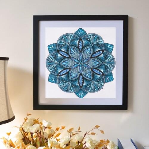 Diamond Embroidery Mandala Needlework Home Decoration Diamond Painting Blue Flower Picture Of Rhinestones Special Shaped 30x30cm