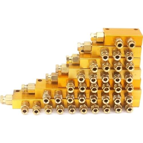 Aluminum 2/3/4/5/6/7/8/10 Way Adjustable Lube Oil Piston Distributor Value Manifold Block 6mm In 4mm Out Centralized Lubrication