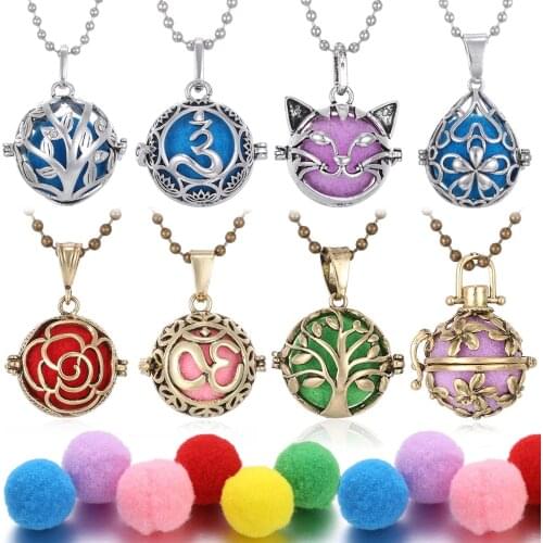 Aromatherapy Diffuser Necklace Pendant Lockets Tree Flower Perfume Aroma Essential Oil Diffuser Harmony Ball Locket Necklace