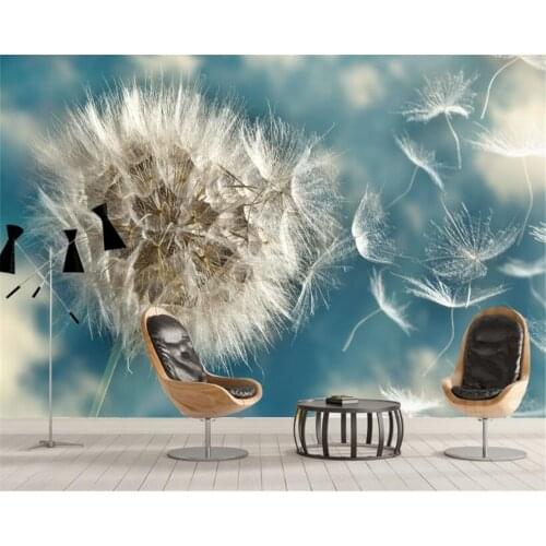 Beibehang Customize large mural light blue pure beautiful dandelion simple TV backdrop wall wallpaper for walls 3 d papier peint