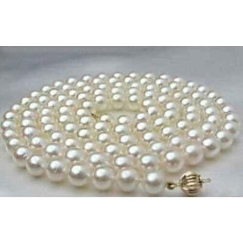 FREE SHIPPING HOT sell new Style >>>> 8-9mm 28"white round salt water Cultured pearl necklace