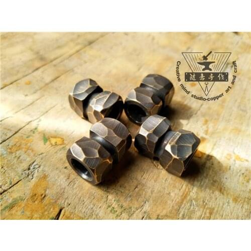 1 Piece Retro Handmade Solid Brass Knife Pendant Bead EDC Zipper Pull ParaCord Bead Pendant