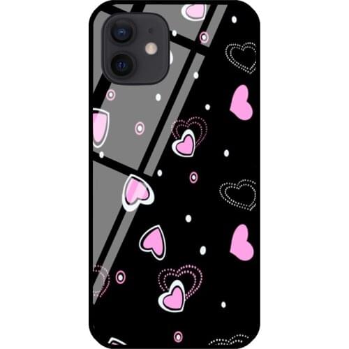 Y2K HEART Tempered Glass Phone Case For iPhone 12 mini 11 Pro Max XS X XR 7 8 Plus SE 2020 Coque