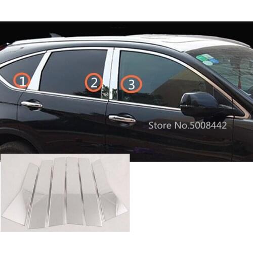 For Honda CRV CR-V 2017 2018 2019 2020 Car Body stick stainless steel glass window garnish pillar middle column trim hoods 6pcs