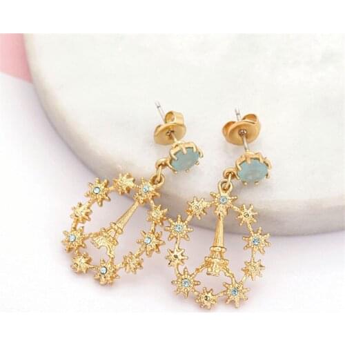 European and American Fashion Personality Blue tit Series Hand-painted Enamel Glaze Earrings New Earrings Dangle Earrings Women