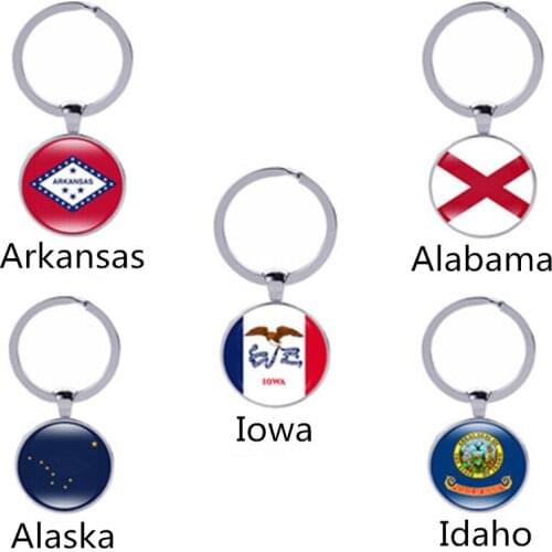 United States Map State Flag New Flag Arkansas, Alabama, Alaska, Idaho, Iowa Flag Keychain Female Accessories