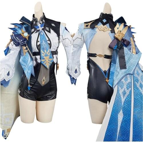 Game Genshin Impact Eula Cosplay Costume Outfits Halloween Carnival Suit For Women Girls Dress