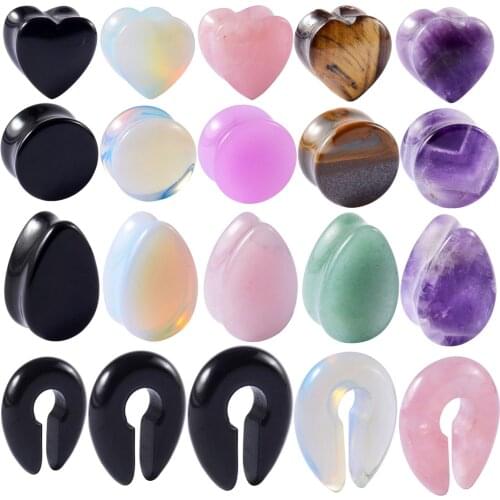 2pcs Stone Ear Gauges Ear Weight Ear Expanders Ear Plug Flesh Tunnel Ear Stretcher Earrings Lobe Women Men Body Piercing Jewelry