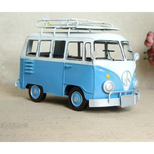 1PC Classic Metal Car Model Microbiotic Retro Bus Vintage Collection Shooting Props Retro Home/Pub/Cafe Decoration Birthday Gift
