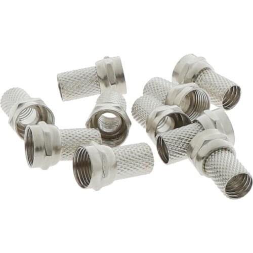 10Pcs F Connector Copper Twist On RG6 F Type Coaxial Cable Connector Plugs Connector For TV Satellite Antenna Coax Cable