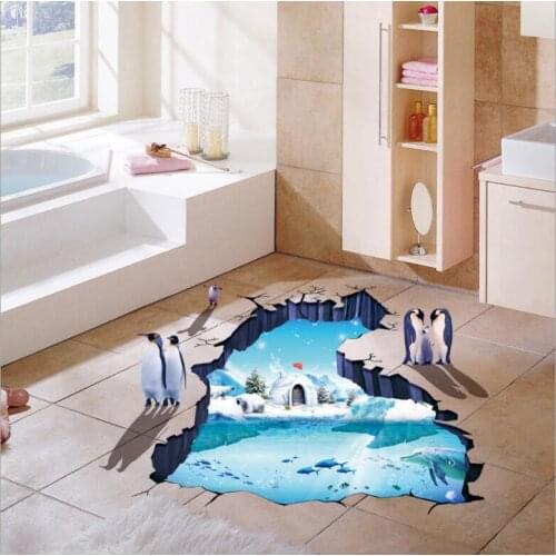 Creative 3D polar glacier bedroom living room ground paste kindergarten environment decoration paste wall sticker can be removed
