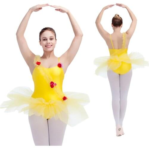 Nylon/Lycra Camisole Ballet Dance Leotard Tutu with Flowers cross the Front for Performance All Sizes