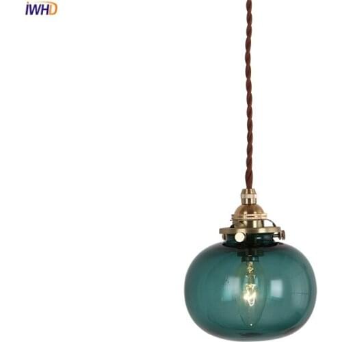 Copper Nordic Glass Ball Pendant Lights Vintage LED Hanglamp Suspension Luminaire Bedroom Pendant Lamp Living Room Decoration