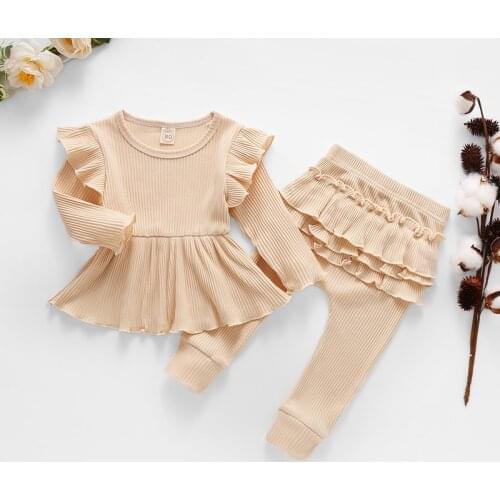 Melario Newborn Baby Girl Clothes Infant Outfit Set 3Pcs Spring Baby Tops Long Pants Headbands Toddler Girls Clothing Sets