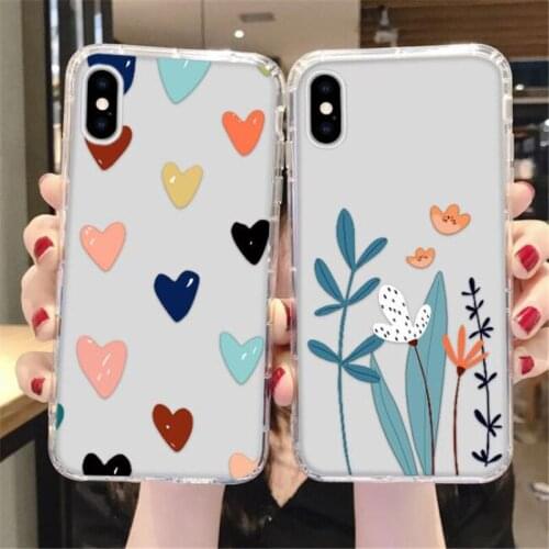 Mobile Phone Case Flower Heart Love Silicone Soft Cover For iPhone 7 8 Plus X 11 12 Pro X XR XS Max Shockproof Phone Case