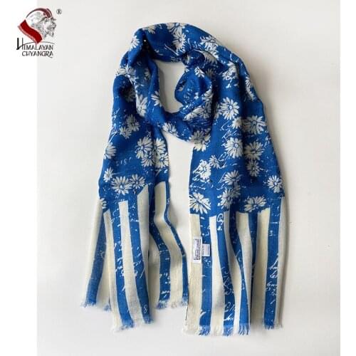 Nepalese Hand Printed 100% Marino wool scarf shalw Thin and ULTRA SOFT WARM SMALL & BIG SIZE FACTORY PRICE BLUE