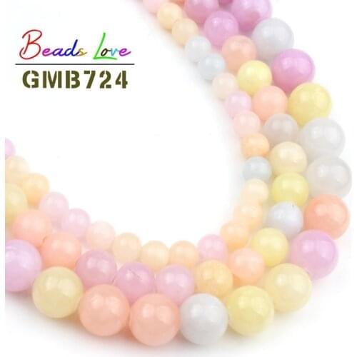 Wholesale Natural Light Colorful Jades Topazs Stone Round Loose Beads for Jewelry Making 6 8 10MM DIY Bracelet Necklace 15 Inch