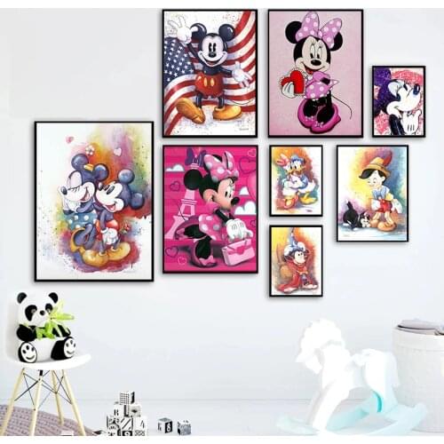 Disney Cartoon Canvas Painting Mickey Mouse and Donald Duck Posters Prints Wall Pictures for Kids Room Wall Art Decor Cuadros