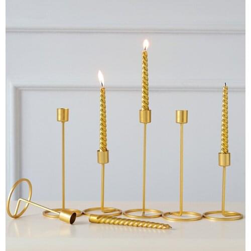 Retro Elegant Pillar Candle Holder Candlestick Stand Candlelight Dinner Decoration