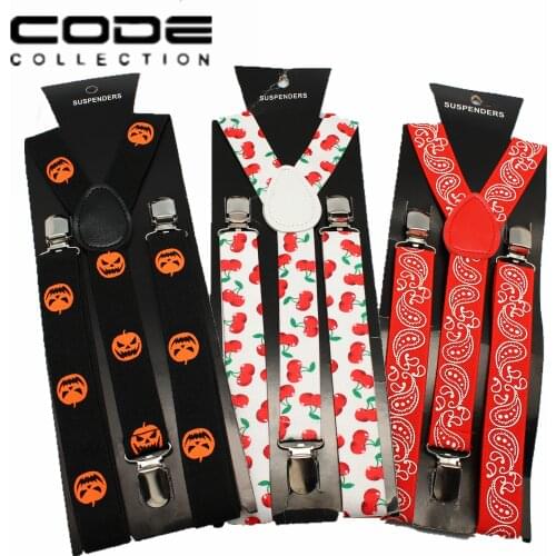 Fashion Print Adult Suspenders 3 Clips Braces Sweet Funny Shirt Stay Adjustable Elastic Leisure Suspenders Belt For Men Gifts