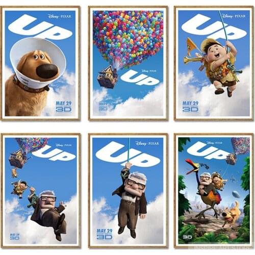 Disney Up Movie Poster Canvas Fabrics Posters and Prints Wall Art Pictures for Living Room Home Decor Cuadros No Frame